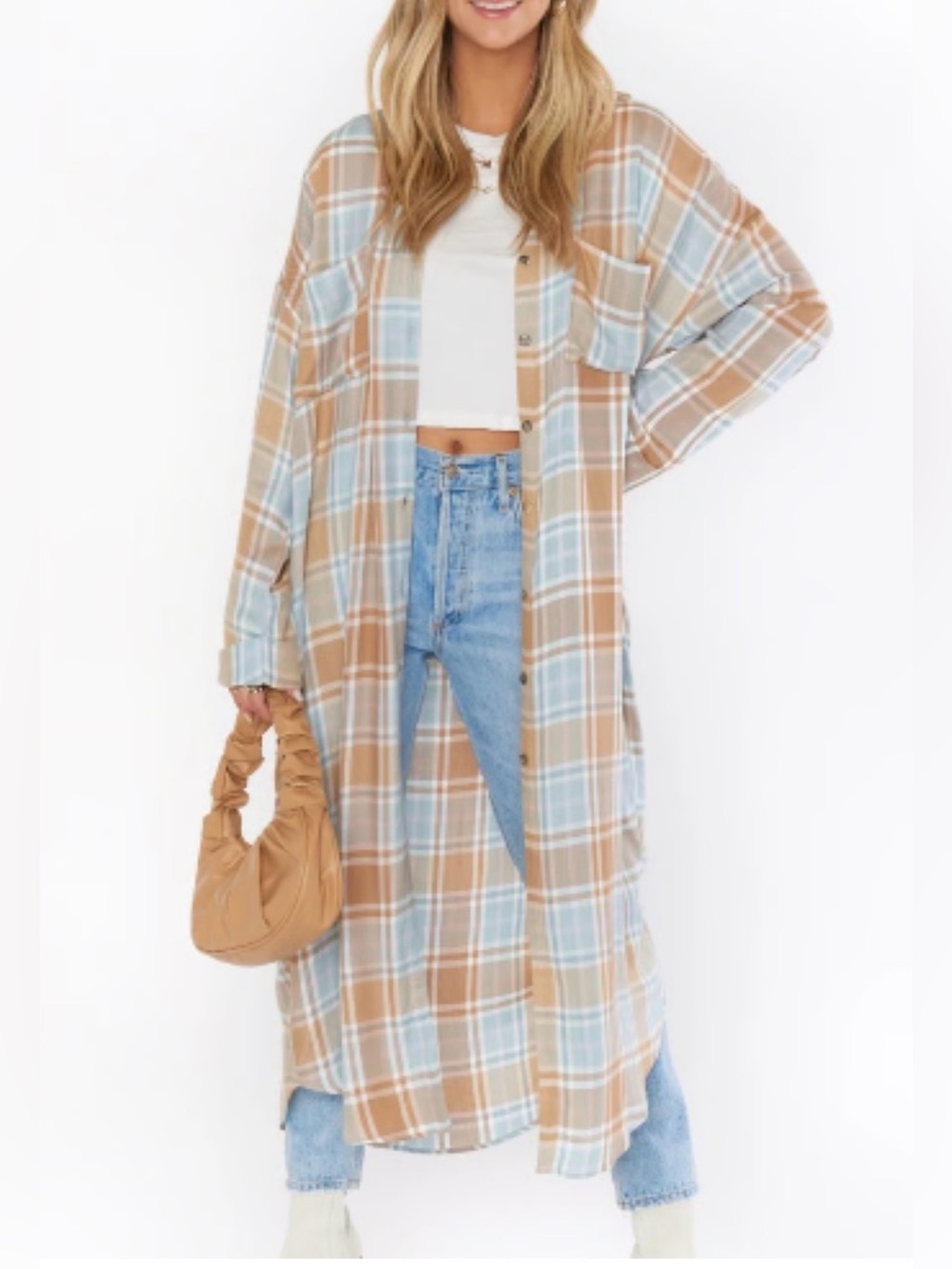 Show Me Your Mumu Leo Button Down Plaid Duster Shacket Size Small
